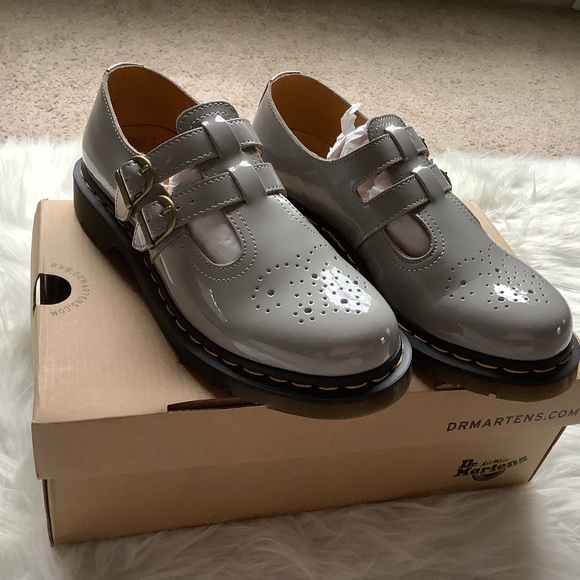 DR MARTENS 8065 Zinc Grey Patent Mary Janes NEW - Picture 2 of 5